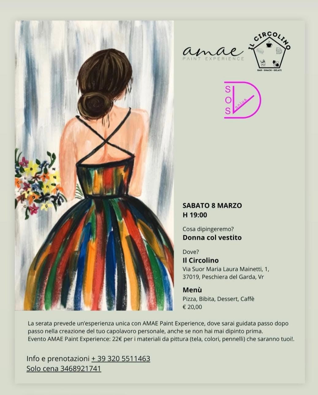 Scopri di più sull'articolo 08 Marzo 2025 – Al Gandini organizzato un evento: Pittura “Donna col Vestito” e cena