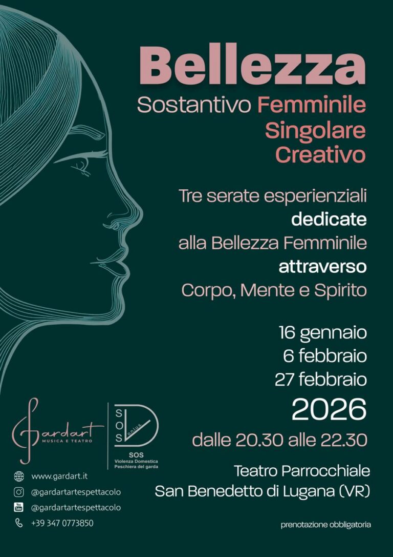 Scopri di più sull'articolo 16 Gennaio 2026 – Primo incontro organizzato da GardArt (presso chiesa del Beato Andrea) con la nostra associazione “bellezza al femminile”. Incontri svolti in quattro serate formative